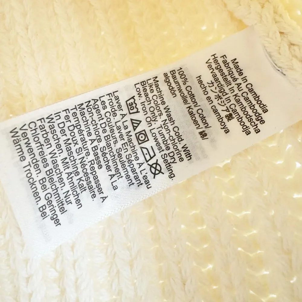 J. Crew Heritage Cotton Fisherman Crewneck Sweater Antique White Size XS NWT